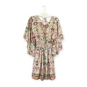 NWT Raga Multicolor Tassle Kimono Mini Dress Size S